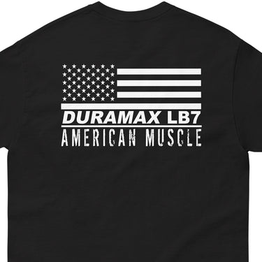 LB7 Duramax T-Shirt - American Muscle Flag-In-Black-From Aggressive Thread